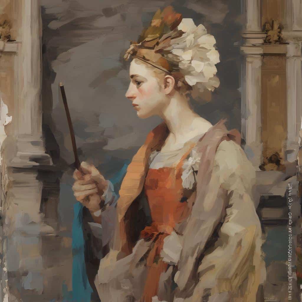 Φωτογραφία γυναίκας με συμβολική γραφή και εικονογραφία, τέχνη και πολιτισμός.